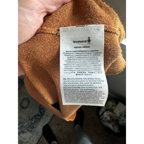 SMARTWOOL Men's Cut Sparwood Crew Knit Sweater in Pecan Brown Squash Size L - Picture 7 of 7